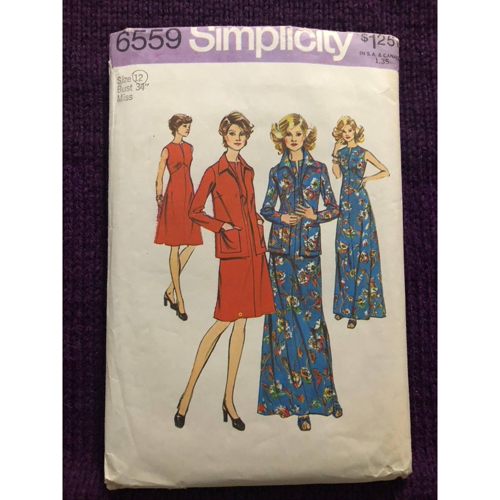 Simplicity 6559 maxi dress jacket pattern sz 12